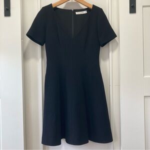 Christian Dior Black Wool V-Neck Flared Mini Dress Size 4 US / 36 FR